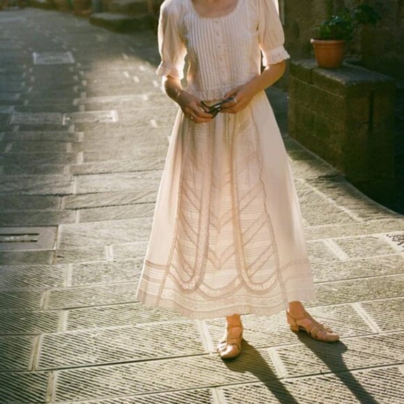 Christy Dawn The Sulien Skirt in Pearl Ivory Lace Eyelet Maxi - Picture 7 of 13
